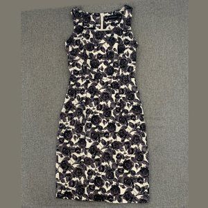 The Executive Floral Sheath‎ Dress Sleeveless Lined Round Neck Small